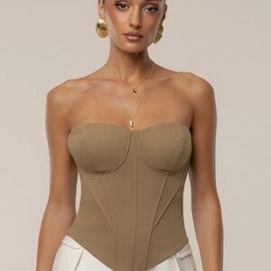 JLUXLABEL Tan Corset Top